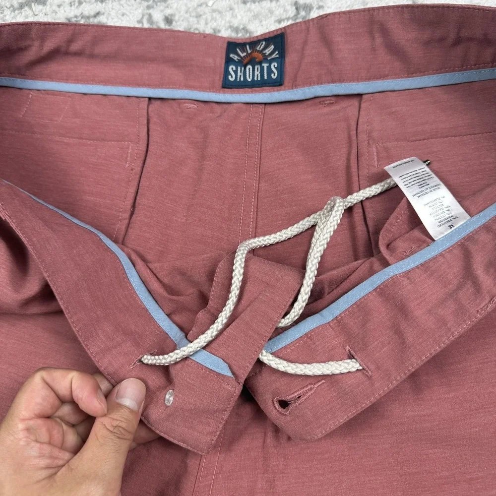 Faherty All Day Shorts Mens 38 Red Swim Trunks Drawstring Stretch Hybrid